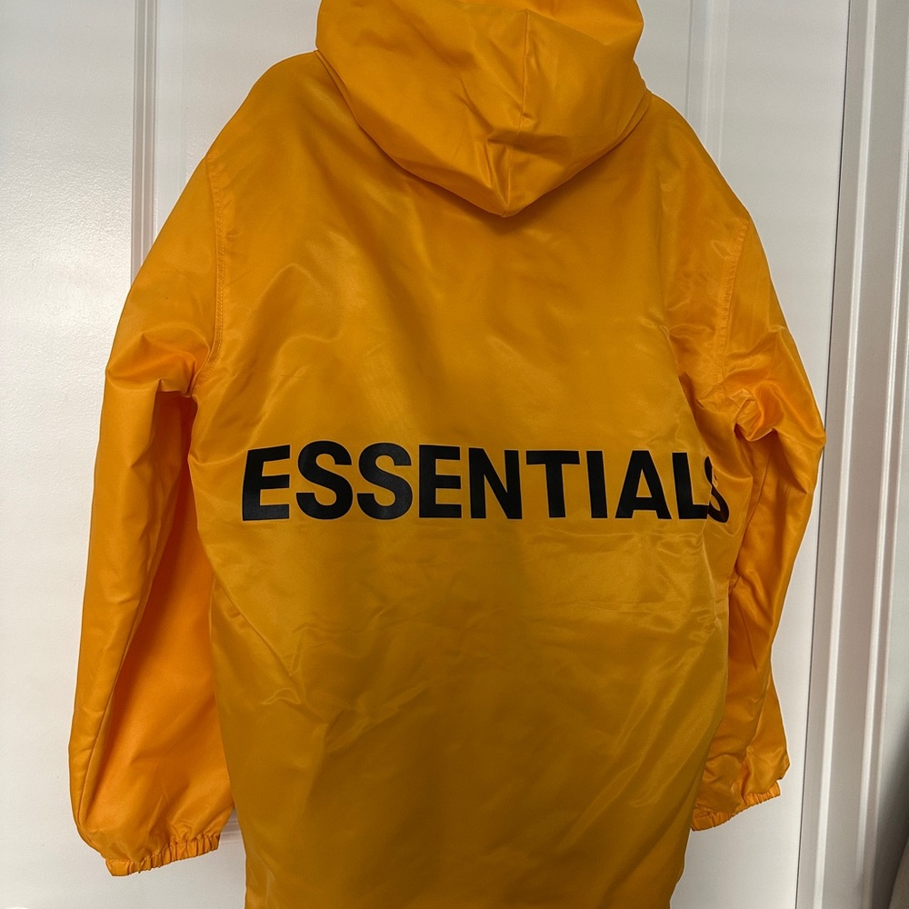 Fear of God FOG Essentials Yellow Raincoat Windbreaker Jacket Size Small